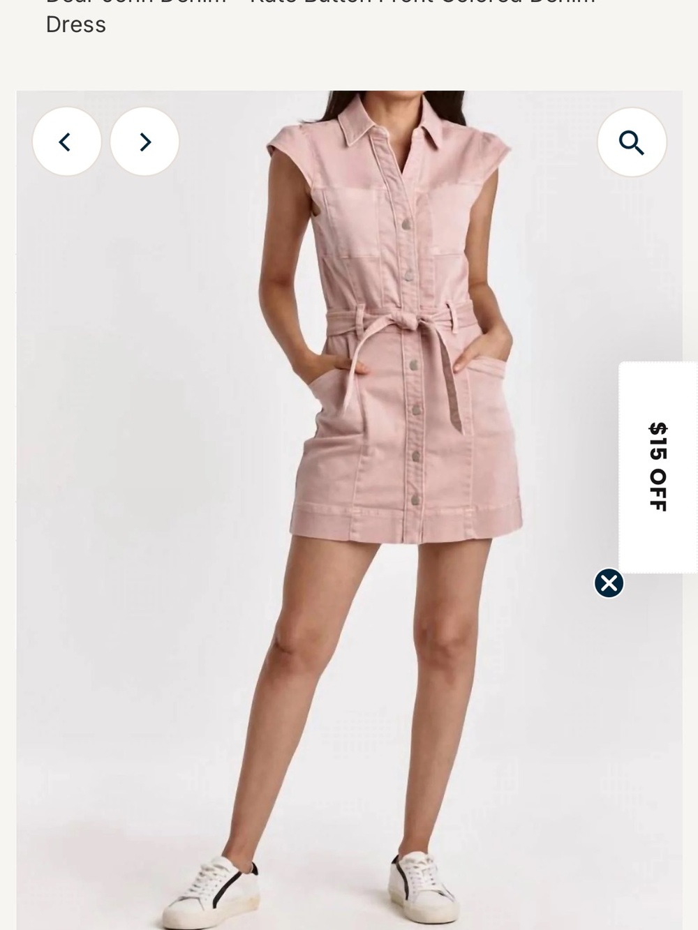 Dear John Blush Pink Sleeveless Denim Mini Dress with Tie Waist